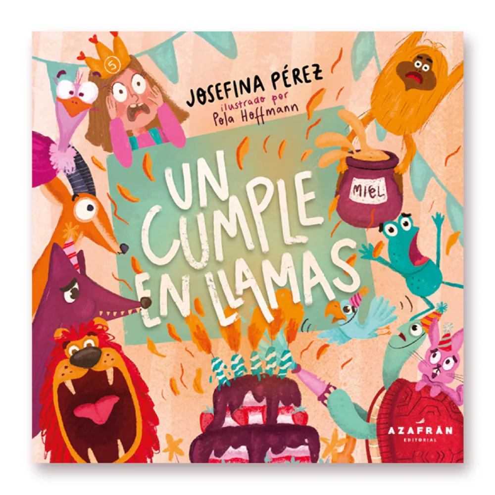 Portada digital de "Un cumple en llamas", por Josefina Pérez