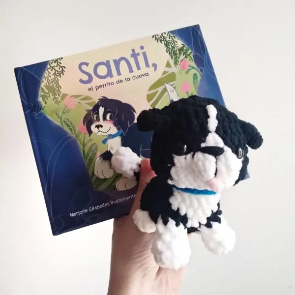 PACK: Libro «Santi, el perrito de la cueva» + Peluche Santi